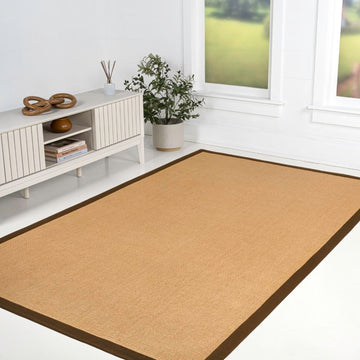 Camden Farmhouse Cottage Border Jute Area Rug